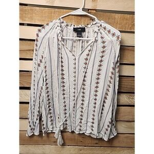 Rain Tunic Blouse Womens Large Geometric